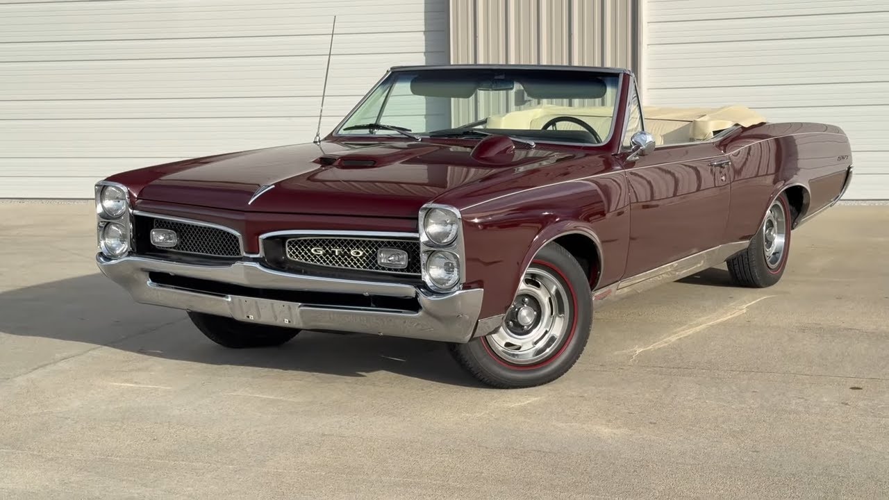 1967 Pontiac GTO Convertible, 400ci-V8, 4 Speed, Maroon - Exceptional!Stock #2201