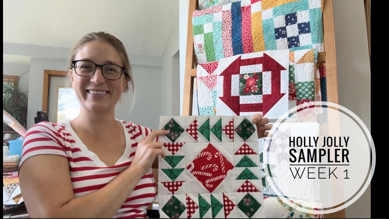 Holly Jolly Sampler Quilt Along- Week 1 Snickerdoodle and Peanut Butter Blossom Blocks, VLOG