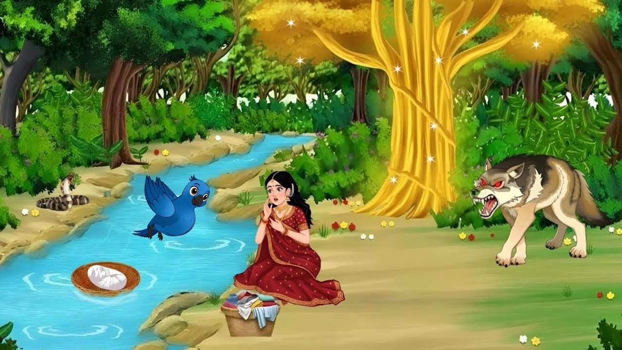जादुई नीला पक्षी और दुष्ट भेड़िया | Hindi Stories | Hindi Kahani | Moral Story | cartoon story 