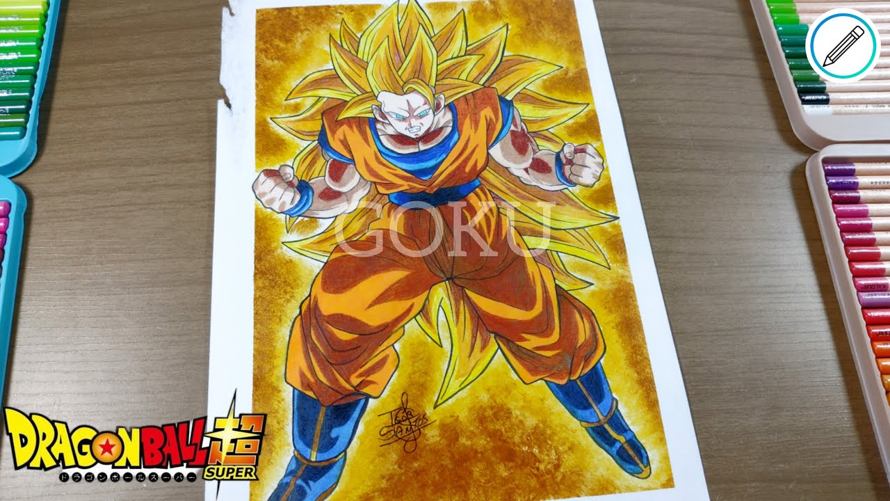 Drawing the Goku super sayajin 3 [ dragon bol Z ] speed .