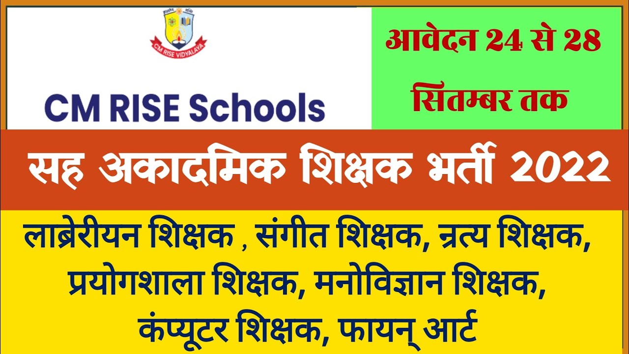 CM rise school vacancy 2022 / सह अकादमिक शिक्षक / mp vacancy 2022 / new mp jobs/ athithi shikshak