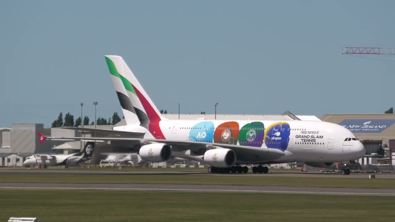 Anyone for tennis? Emirates Grand Slam Tennis Livery EK412 landing at CHC 19th Feb 2026