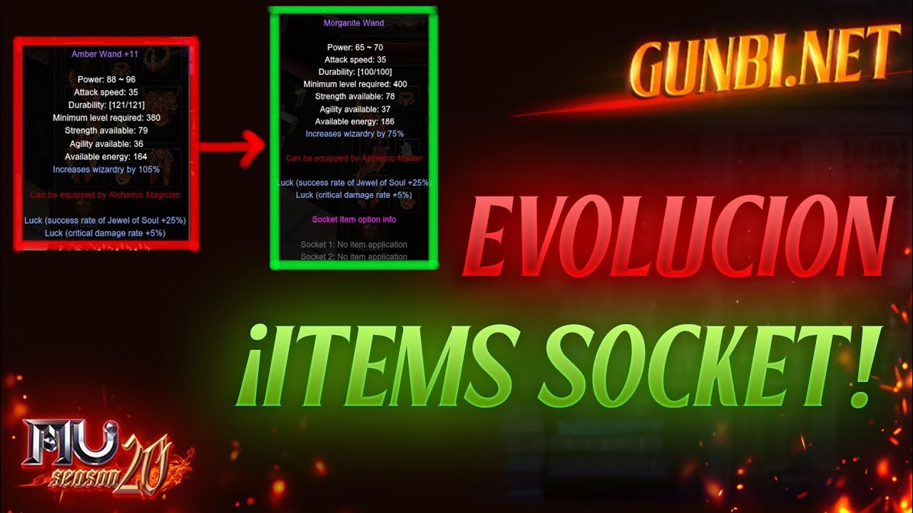 Como evolucionar un item Socket - Guia Completa - Mu Online / Gunbi S20