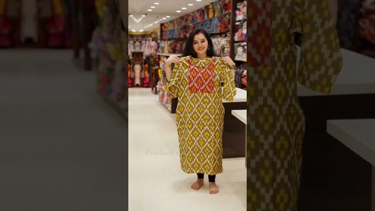 Ikkat Cotton Readymade kurti with neck yoke from  Mayas priced @Rs 999/-