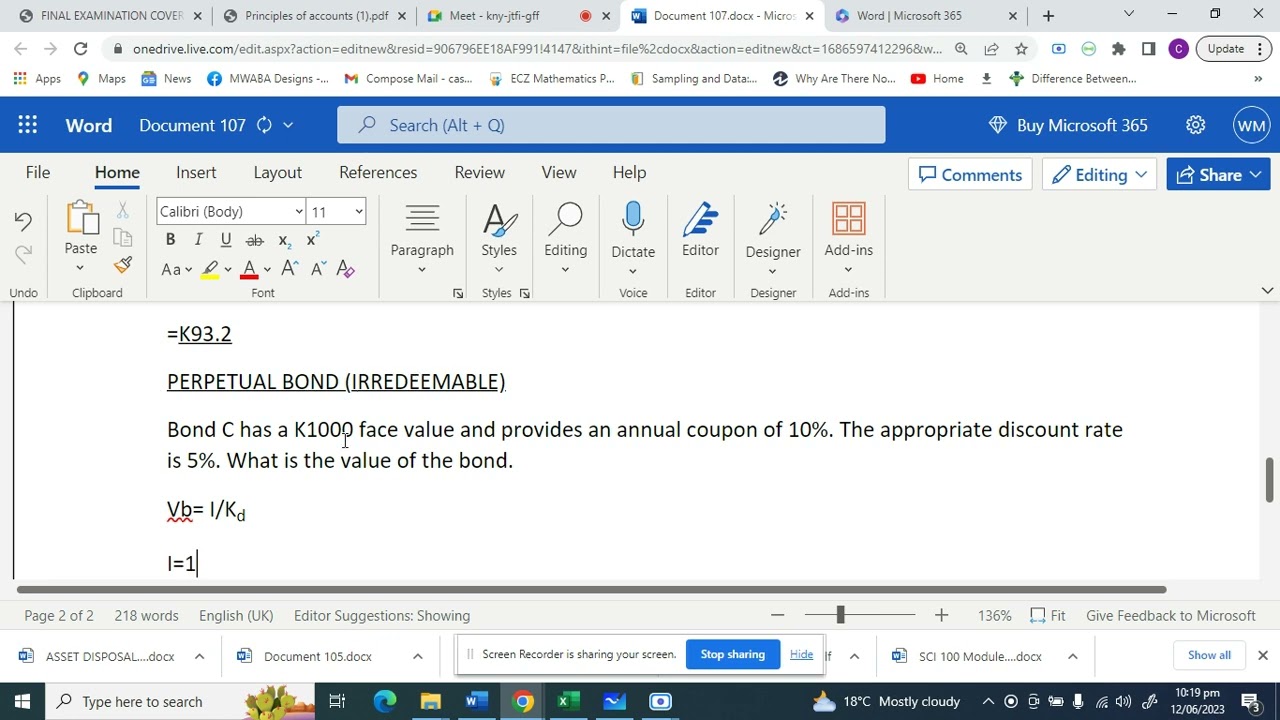BOND VALUATION: PERPETUAL BONDS