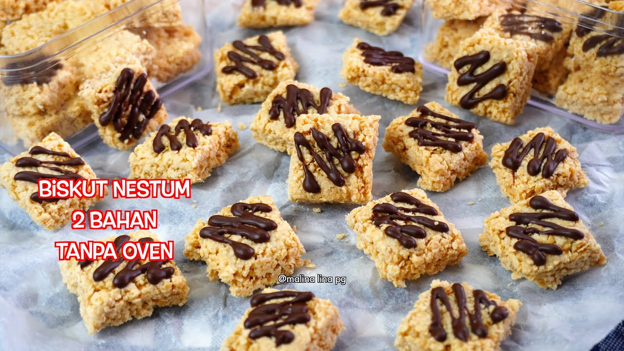 biskut nestum paling mudah & sedap guna 2 bahan by malina lina pg | resepi biskut nestum coklat bar