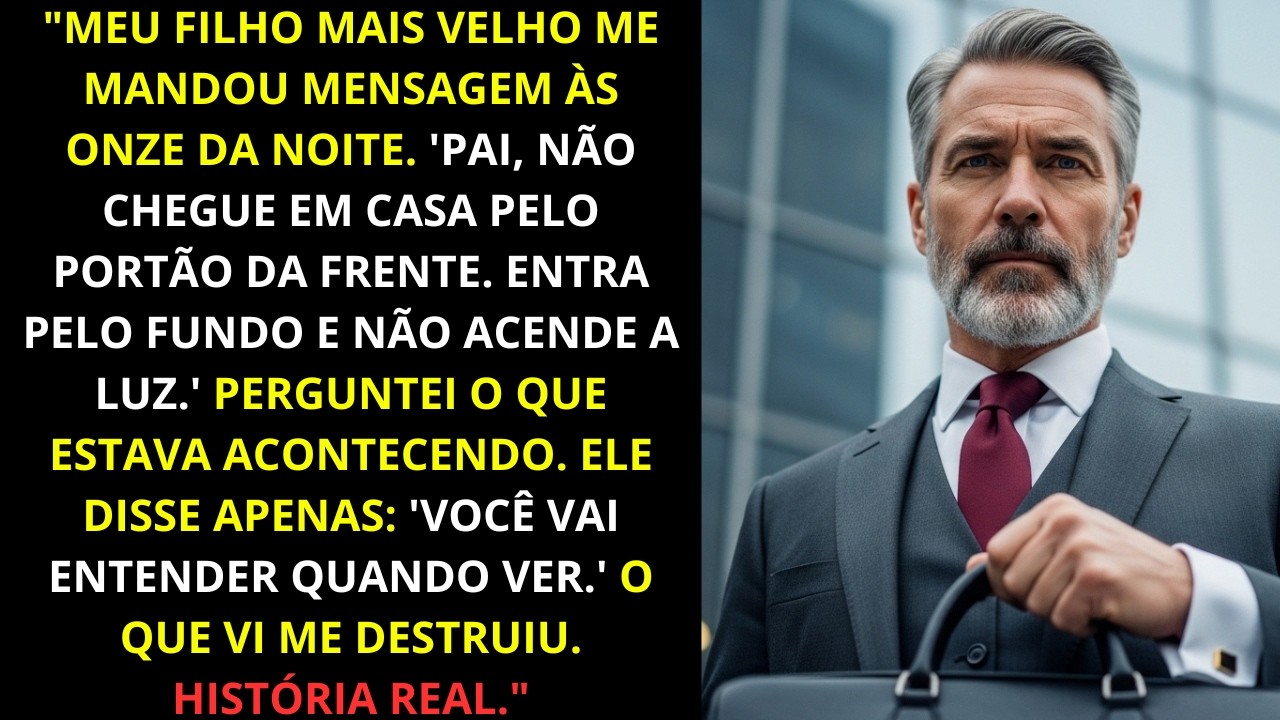 Meu filho mais velho me mandou mensagem às onze da noite 'Pai, não chegue em casa pelo portão.