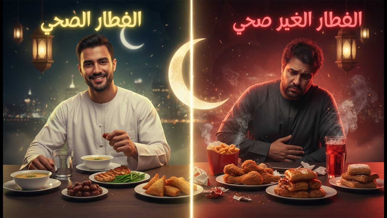 🥗 vs 🍔 فطار رمضان الصحي ولا غير الصحي؟! الفرق هيصدمك بعد أول أسبوع! 😱🔥