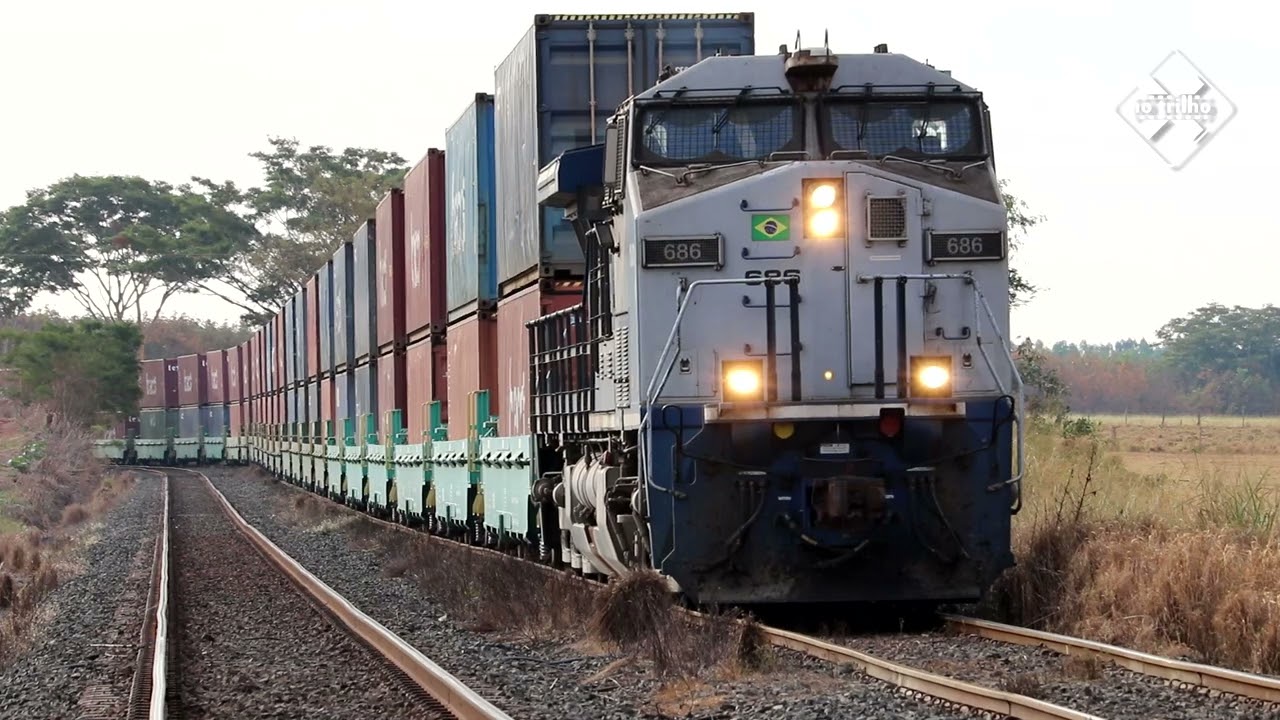 Seguindo o Trem Double Stack! Cruzamento em Estrela D'oeste