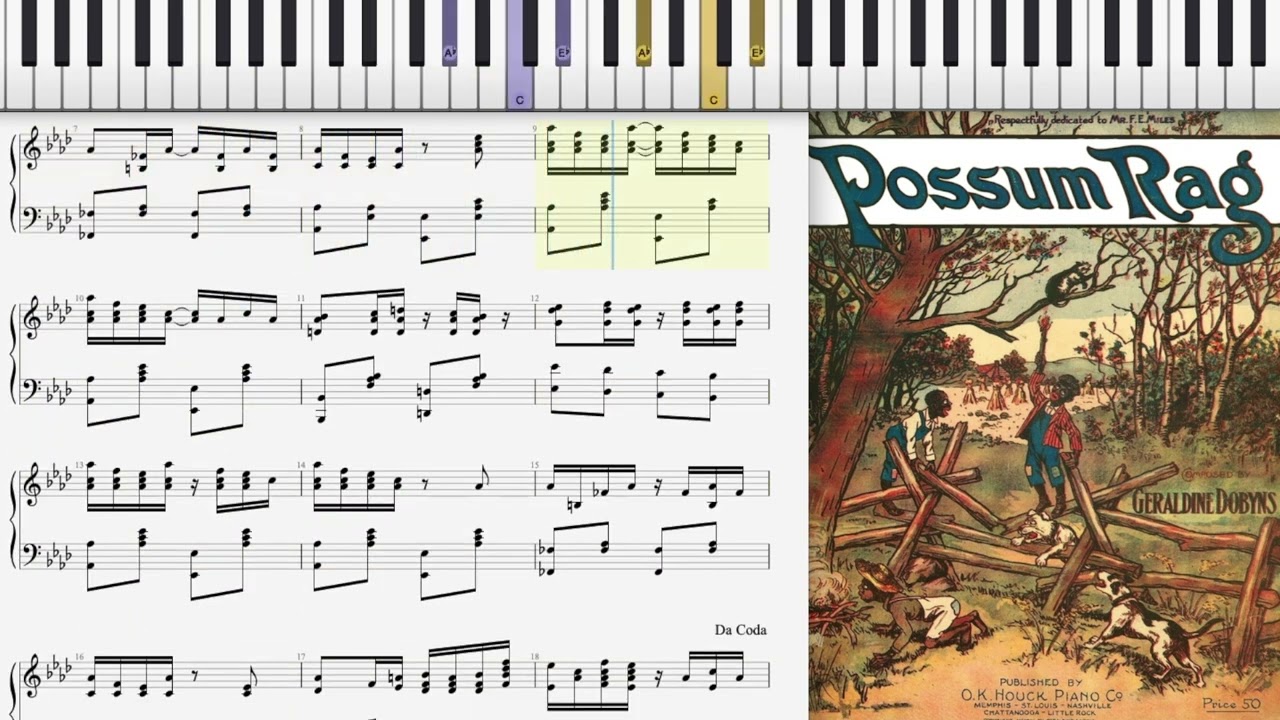 Possum Rag by Geraldine Dobyns (1907, Ragtime piano)