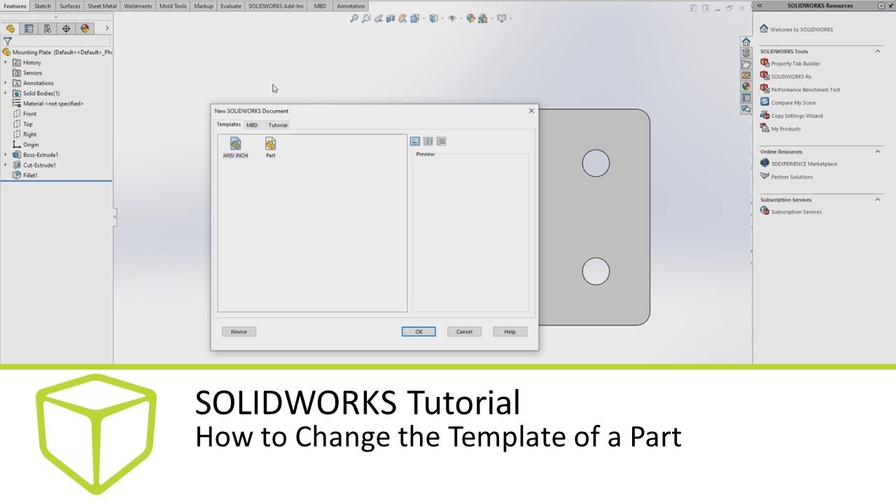 Учебное пособие по SOLIDWORKS — Как изменить шаблон детали