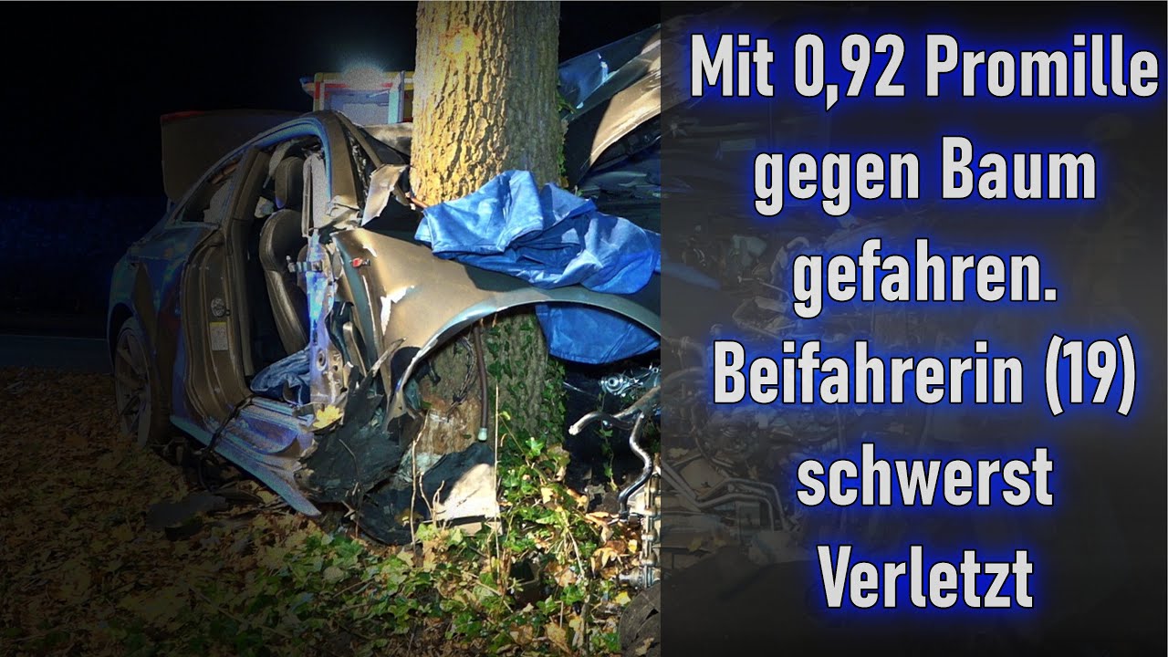 Mit 0,9 Promille: Audi-Fahrer rast gegen Baum – Beifahrerin (19) schwerst eingeklemmt