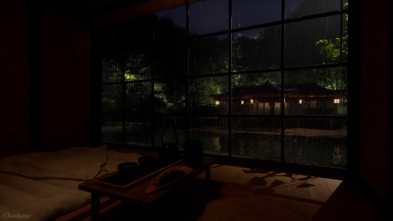 A Rainy Night, The Ambience Of A Small Hanok Accommodation | Rain Sounds, RainOnWindow Sounds
