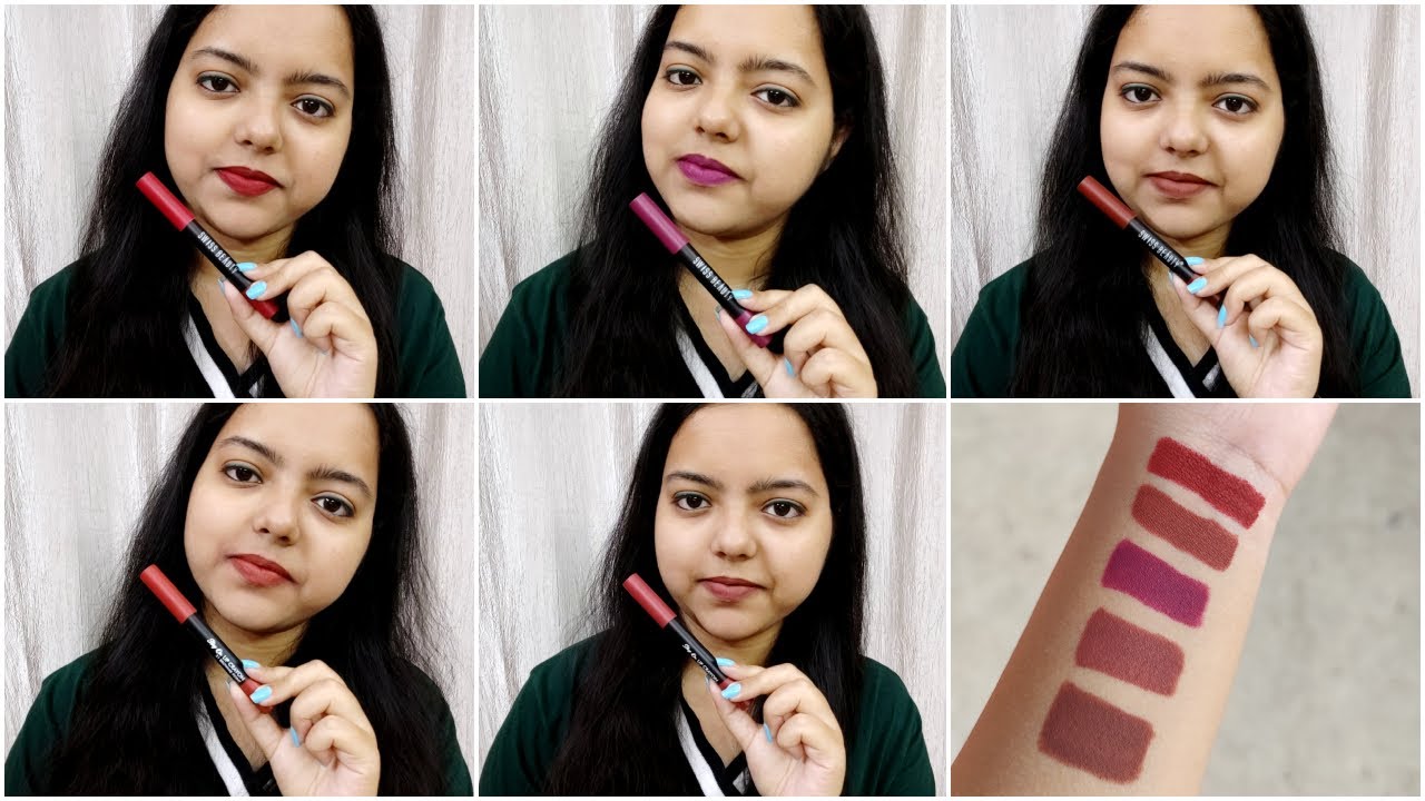 Карандаш для губ Swiss Beauty Stay On Lip Crayon Hand+Lip Swatch, 5 оттенков | Доступный карандаш...