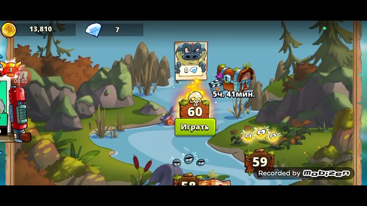 Большой крокодил почти повержен в игре Swamp Attack 2