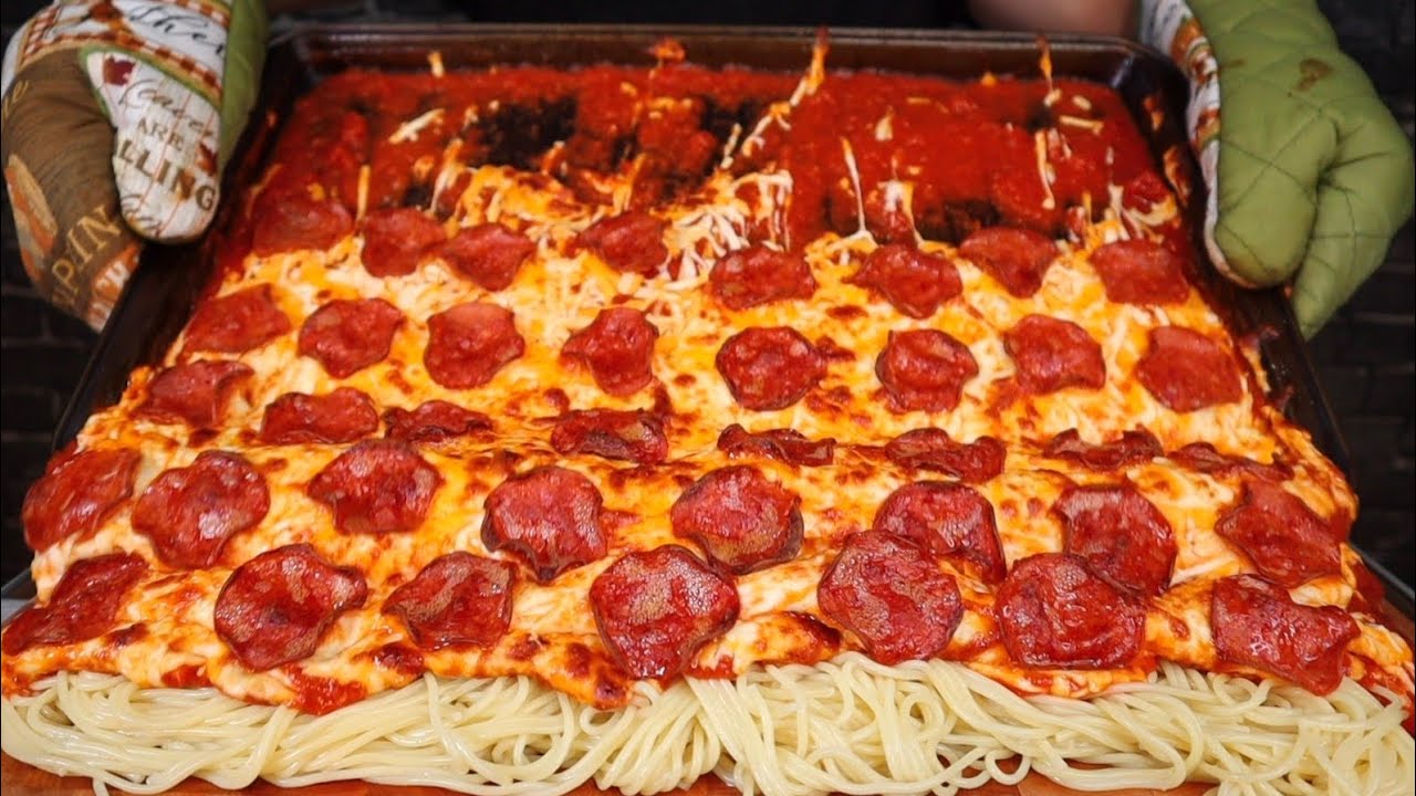 (ASMR NO TALKING) PIZZA SPAGHETTI MUKBANG