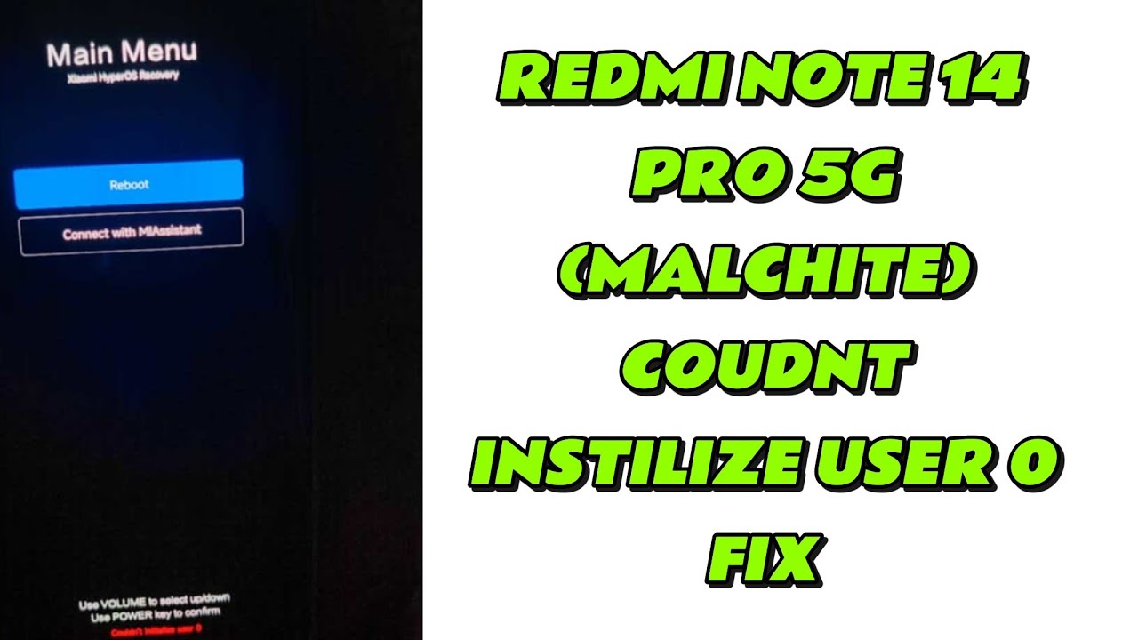 REDMI NOTE 14 PRO 5G  (MALACHITE ) AUTO RECOVERY (COUDNT INITIALIZE USER 0) FIX INSTANTLY✅🆗