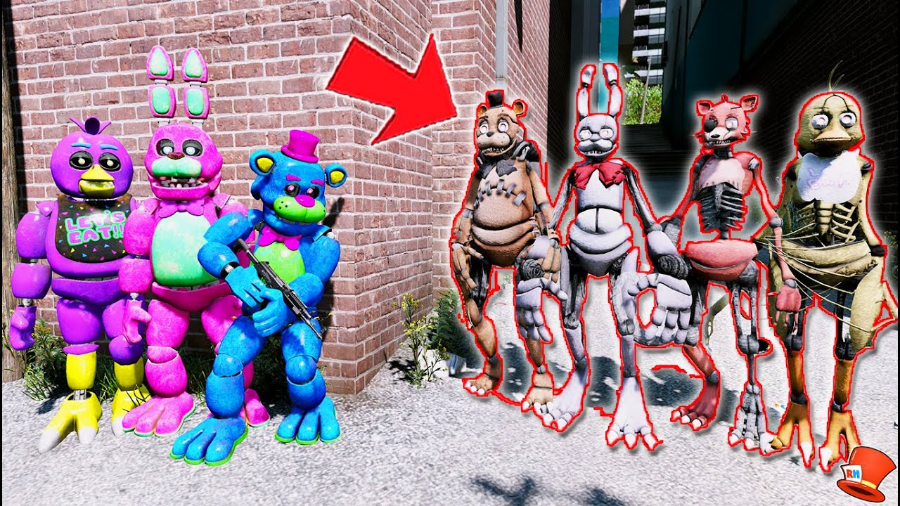 Blacklight Animatronics VS Drawkill Animatronics! (GTA 5 Mods FNAF RedHatter)