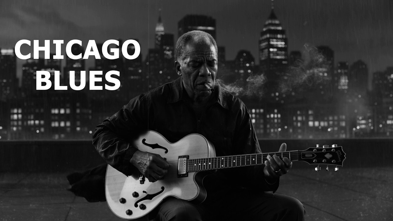 Chicago Blues Music | Chicago Blues Night 🎸 Best Slow Blues Guitar Instrumental for Relaxing