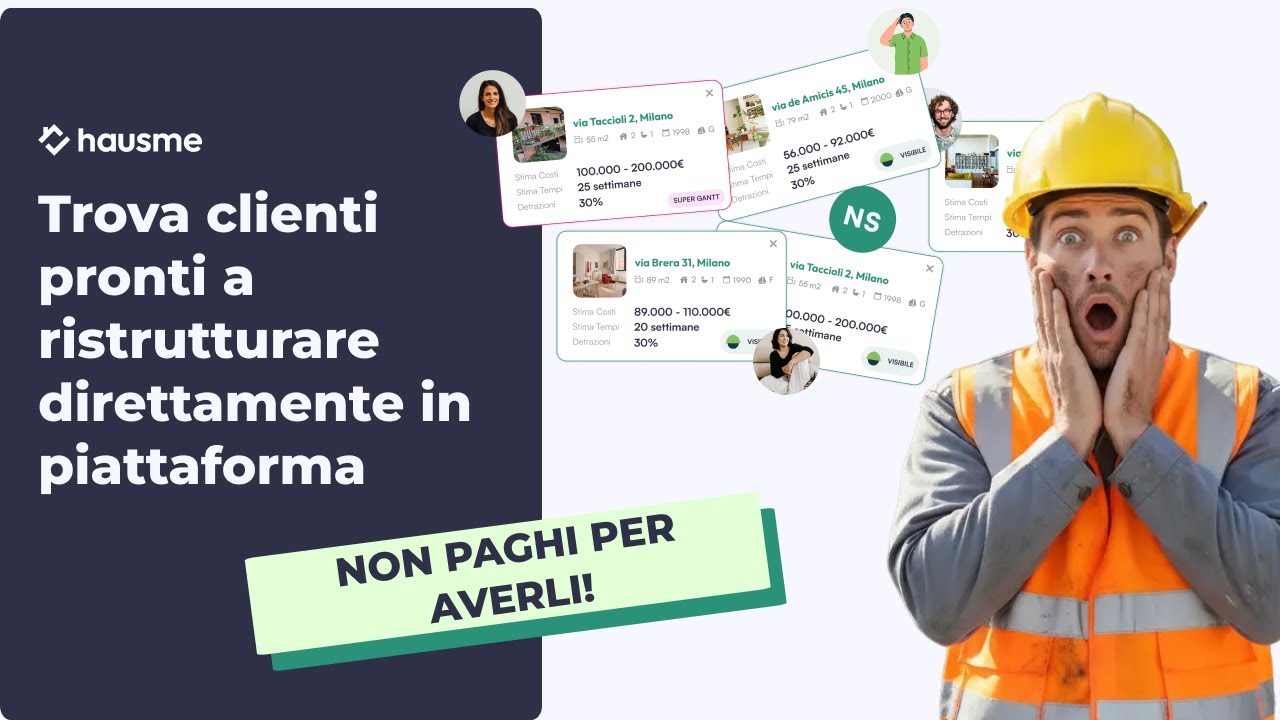 Trova clienti pronti a ristrutturare direttamente in piattaforma (IMPRESE EDILI E PROFESSIONISTI)