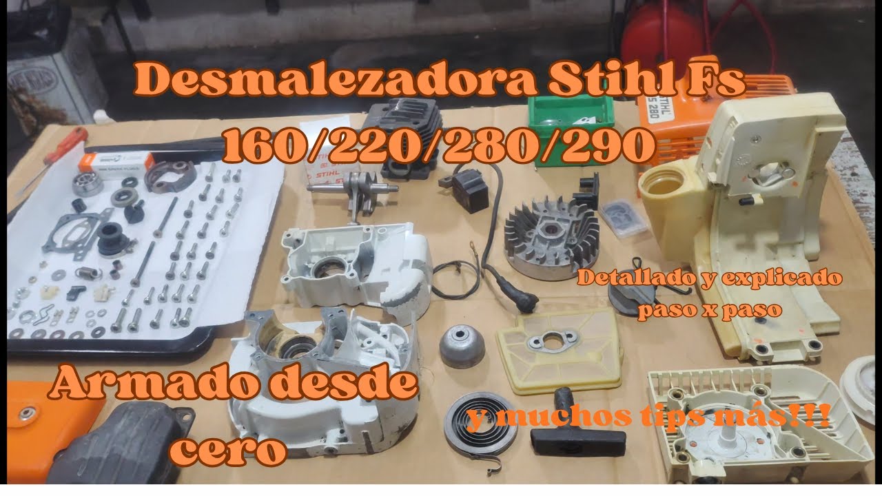Como armar desmalezadora Stihl fs 160/220/280/290 desde cero, paso a paso con explicación detallada
