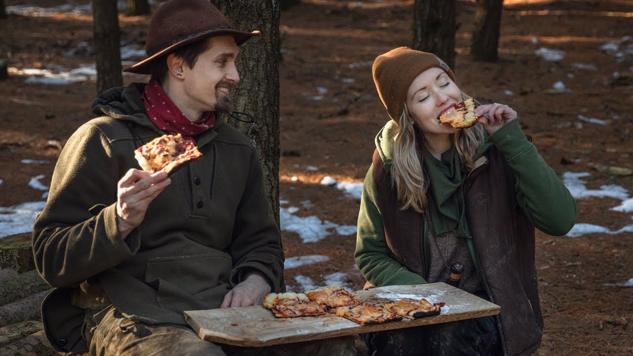 Fire Roasted PIZZA! Handmade Carved Maple Wood Rolling Pin & Cast Iron Cooking