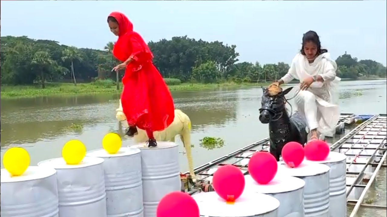 Who will win the most prizes by popping the balloon while spinning the toy? | SS food challenge 