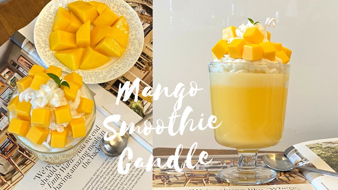 芒果冰沙蠟燭//Mango Smoothie candle//How to make whipped wax