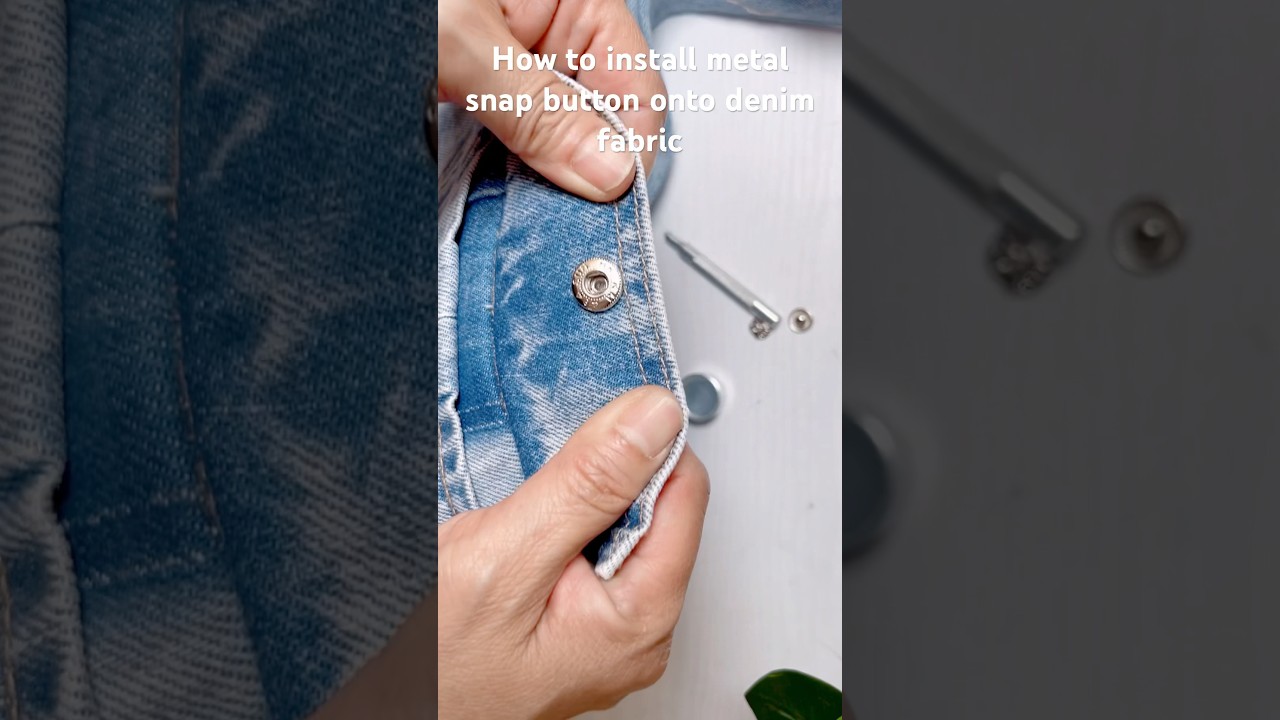 How to install metal snap button onto denim fabric#sewing #diy #sewingtips #handmade