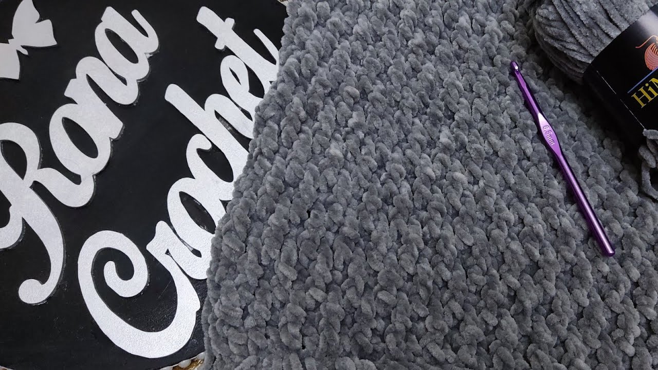 تعليم غرزة كروشية بخيط القطيفه ...( بطانية بيبي / شال / كوفيه / شراشيب ) chrochet shawl