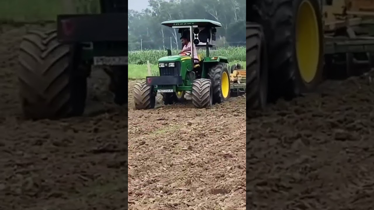 John Deere tractor 🚜🚜 performance &hearts;️ with Harrow in field /#Tractorseries