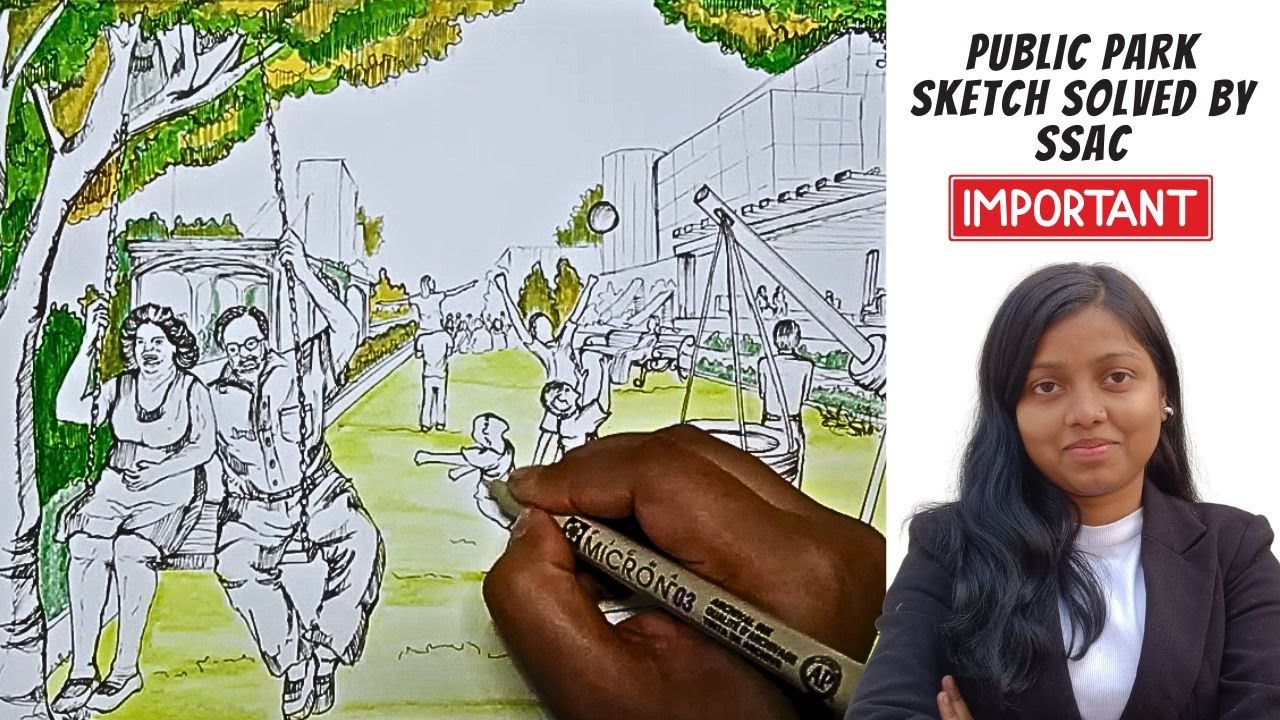 Step-by-Step PUBLIC PARK VIEW Drawing for JEE BArch & NATA | Practice Video by    @ssacinstitute ​