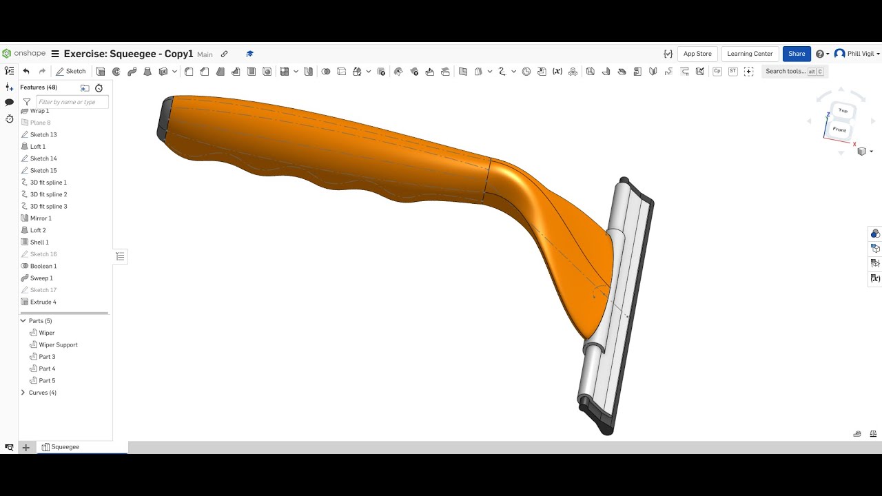 Onshape Advanced Part Design - Squeegee