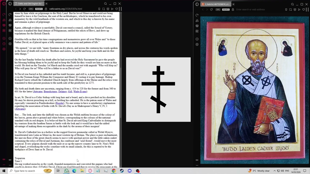 Reading 1st March Saints of the British Isles (St David of Wales is commemorated today!)