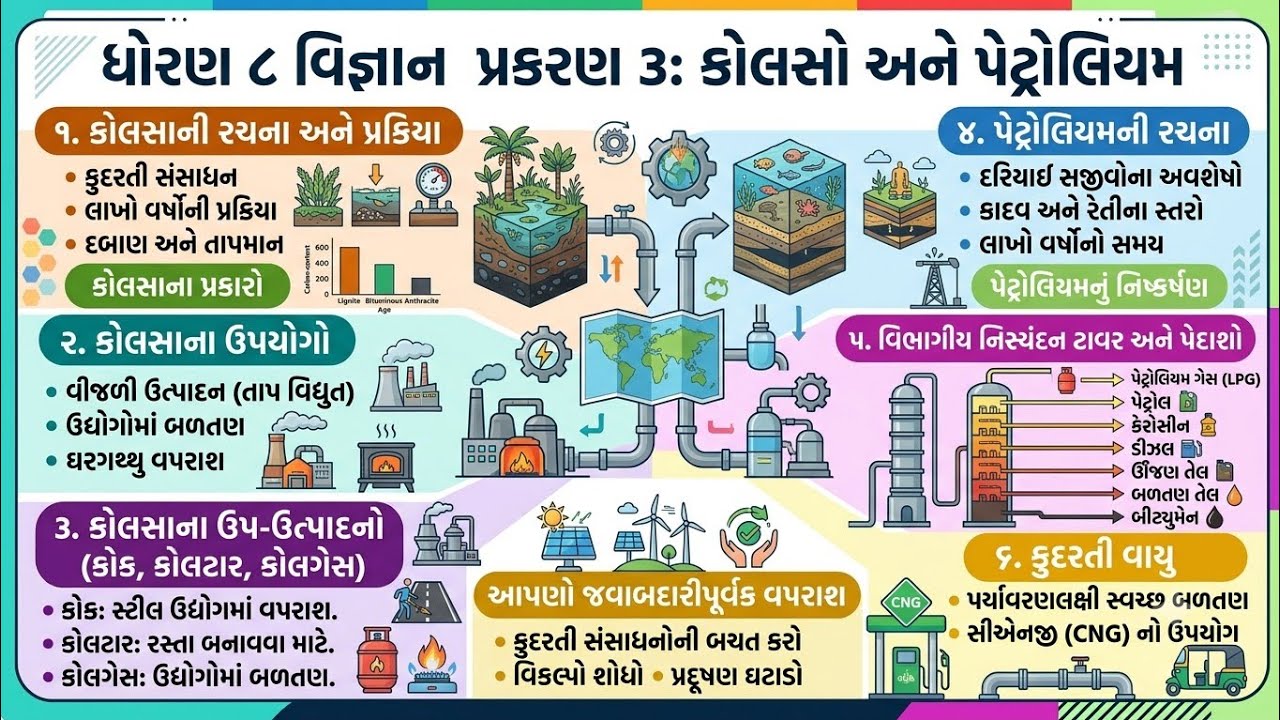 Std 8 SCIENCE Chapter 3 . કોલસો અને પેટ્રોલિયમ # science 