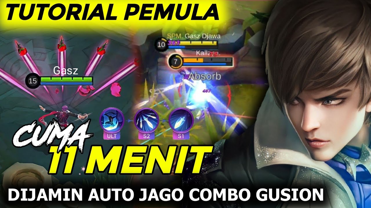 TUTORIAL GUSION LENGKAP PEMULA COMBO SKILL  + EMBLEM & BUILD | CARA MAIN GUSION