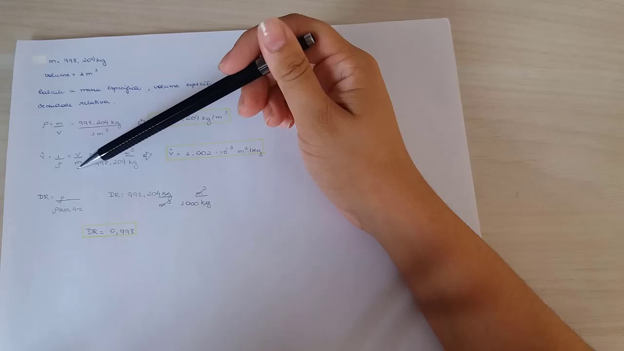 Massa específica, volume específico e densidade relativa