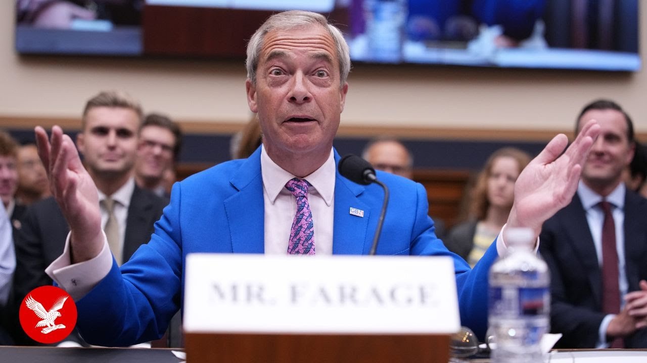 Farage's awkward exchange as he leaves Congressional free speech hearing 'early'