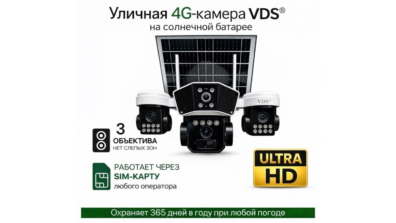 4G камера видеонаблюдения Vds с тремя поворотными объективами, камера-робот