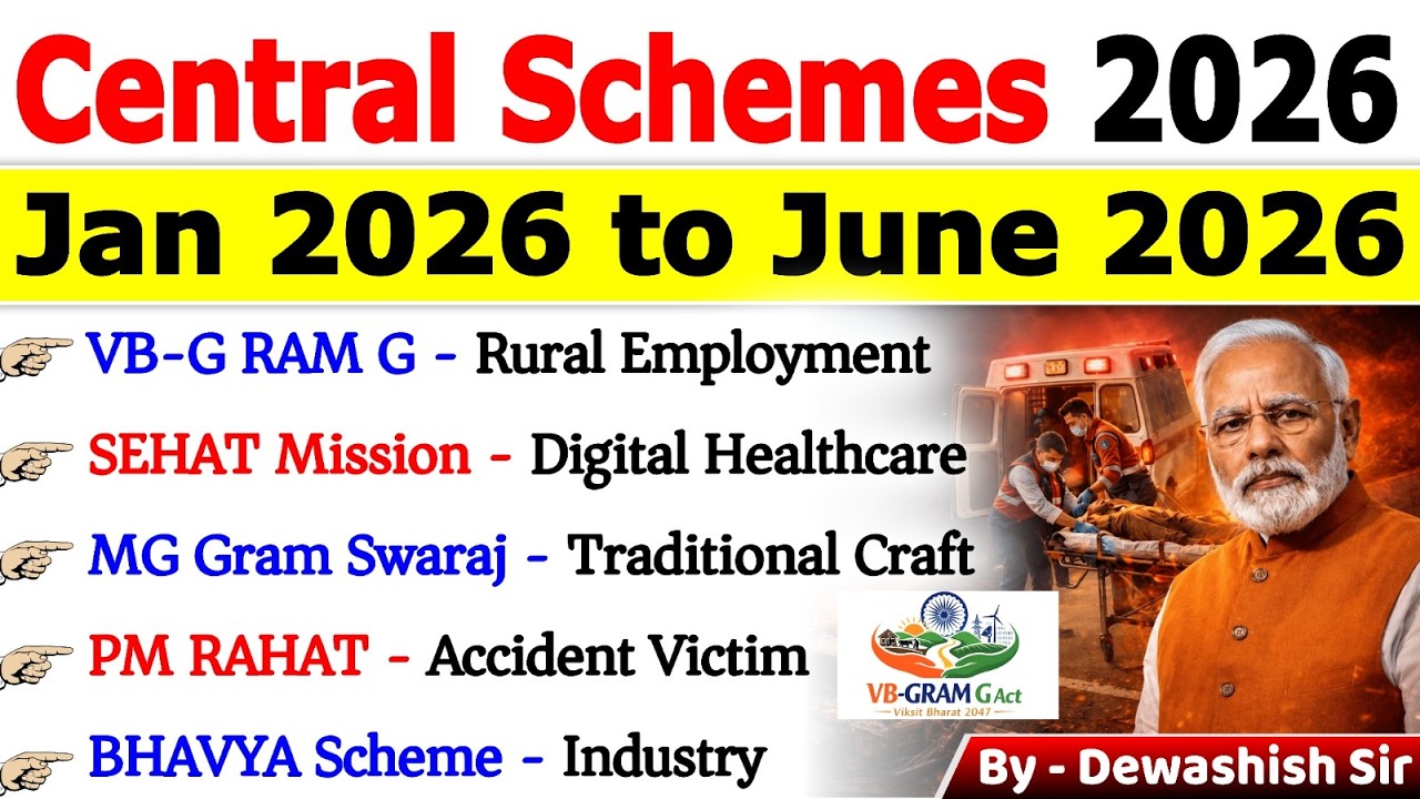 🔥 Central Government Schemes 2026 🇮🇳 | Jan to June 2026 | PM Yojana & Important Schemes 2026 📚
