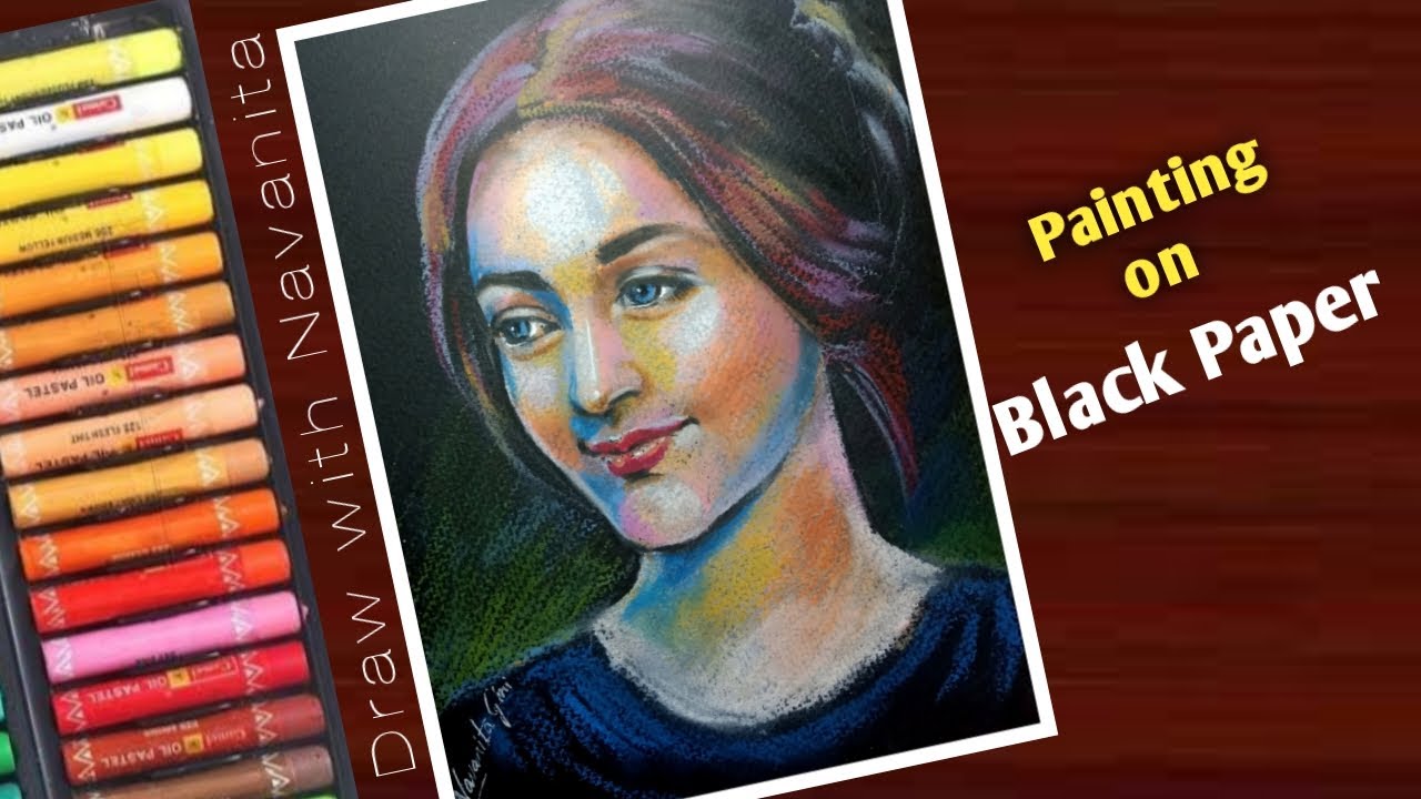 How to draw a face on Black paper with oil pastels/Face drawing for beginners