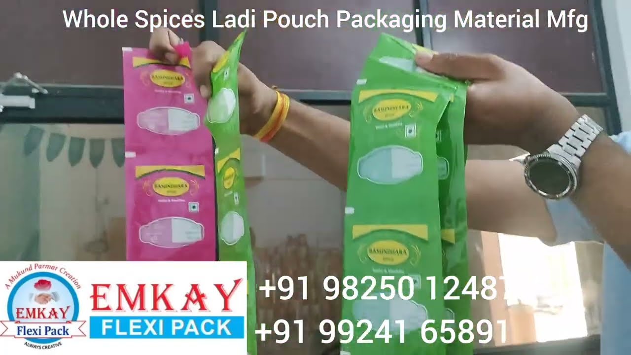 Whole Spices Ladi Printed Laminated Packaging Pouch Material at Emkay Flexipack, Ahmedabad Gujarat