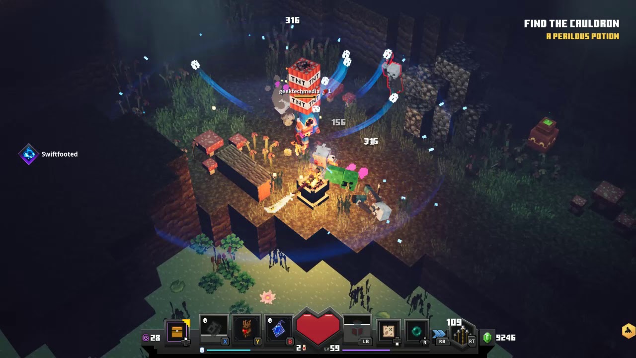 Minecraft Dungeons w/ Geektechmedia Ep 23 Speeding through Soggy Swamp on Adventure Mode  😍💜😍