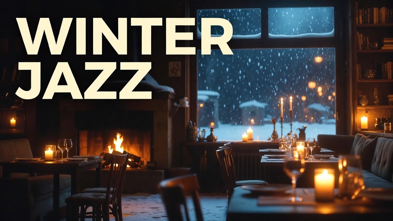 Winter Jazz Piano ☕❄ Fireplace Ambience & Snow Night Relaxation | 4.5 Hours