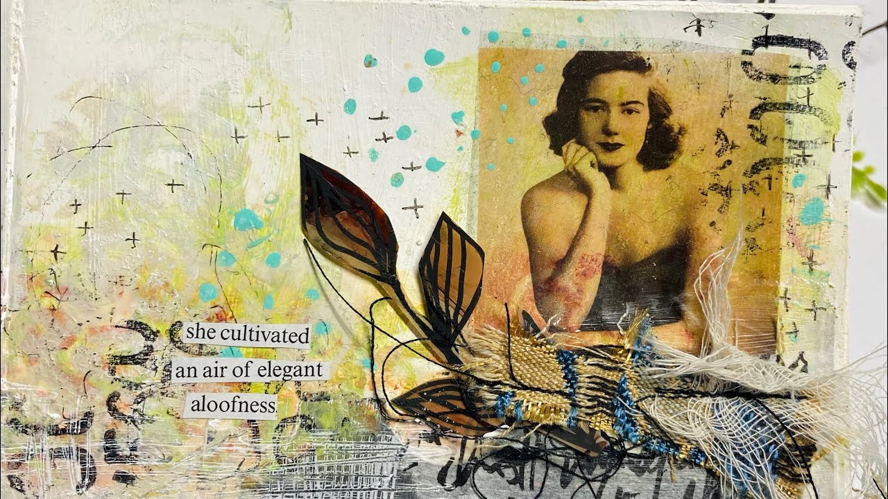 Mixed media art journal page - Packing tape image transfer