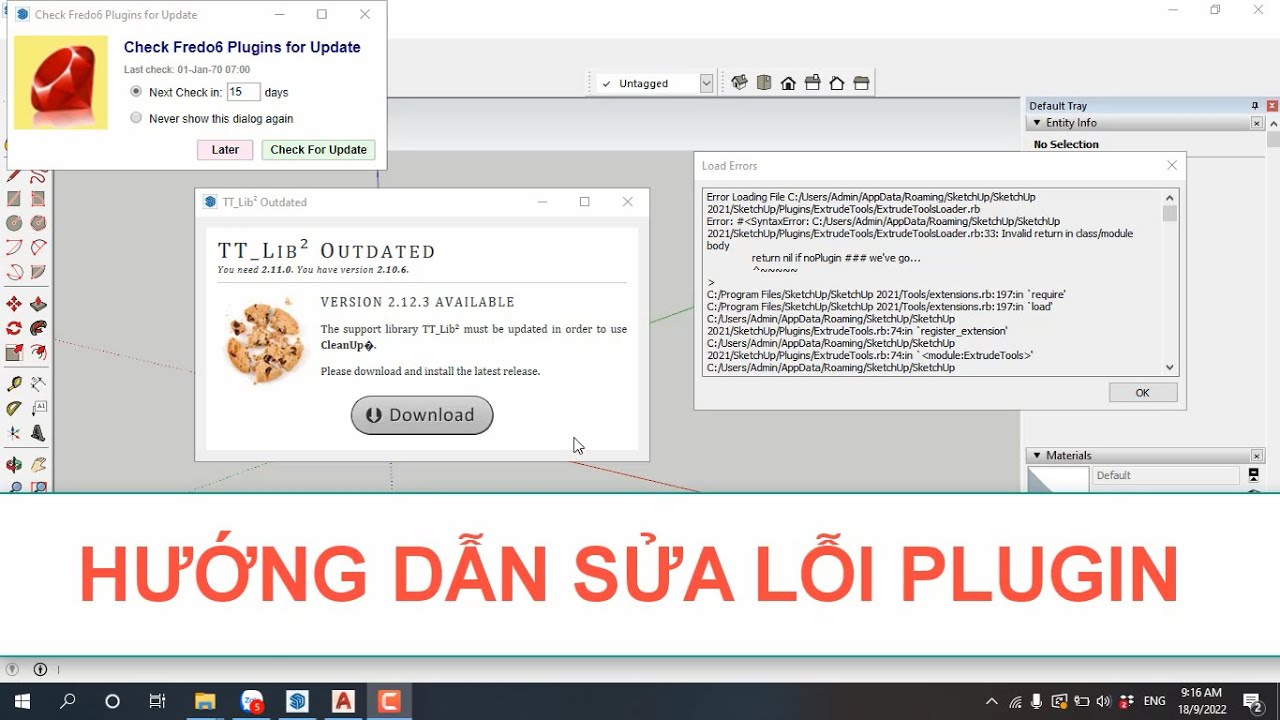 HƯỚNG DẪN SỬA LỖI PLUGIN TRONG SKETCHUP (tutorial to fix plugin error in sketchup)