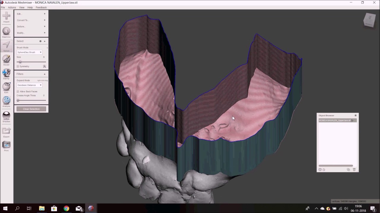 Meshmixer Tutorial 5 en español Transformar escaneado con camara intraoral a modelo con socalo basic