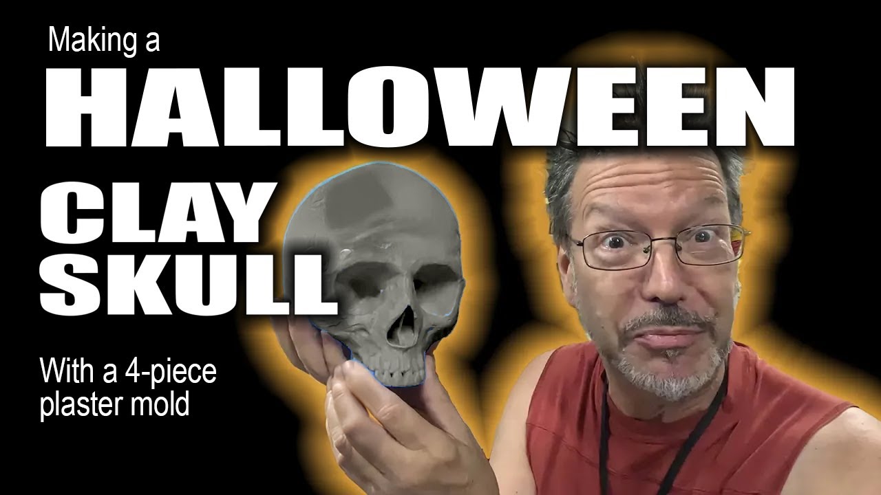 HALLOWEEN Skull out of clay - 4-Piece Plaster Mold Tutorial