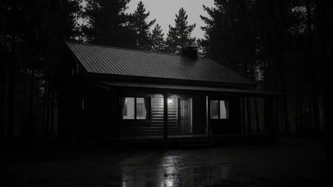 Cozy Cabin Rainstorm at Night | Natural Rain Ambience for Sleeping