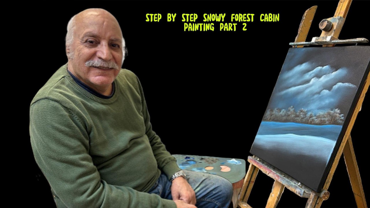 Adım Adım kış Manzarası ( Bölüm 2 ) Step by Step Snowy Forest Cabin Painting ( Part 2 )
